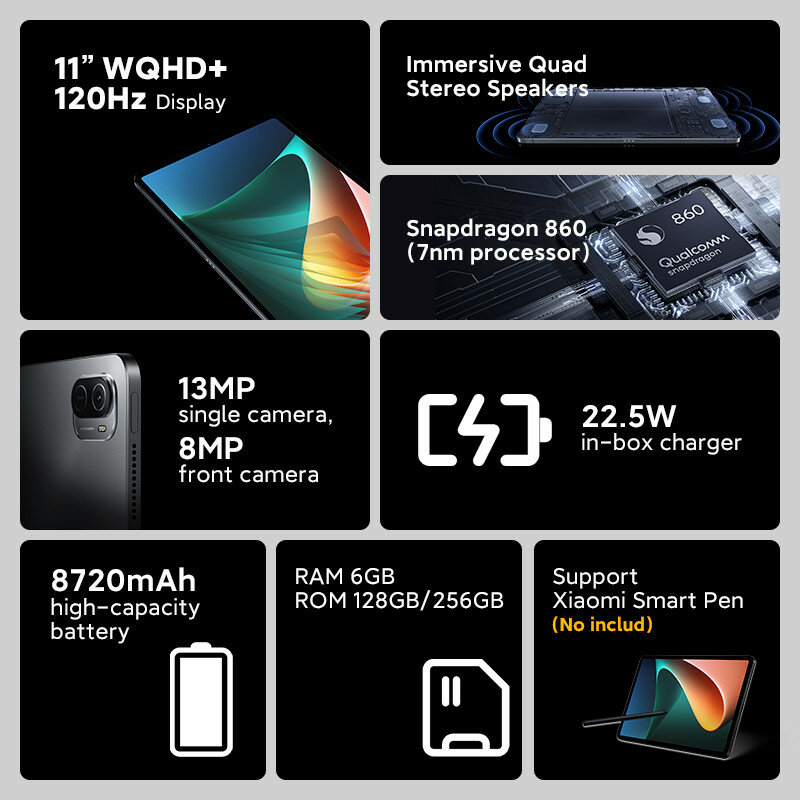 2023 Novo HD 4K Tela Global Tablet Snapdragon 845 Android 11.0 12GB RAM 512GB ROM Tablette PC 5G Cartão Dual SIM Ou WIFI TABL