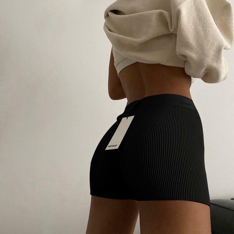 Simple Woolen Shorts Womens 2022 European And American Foreign Trade Womens Summer New Tight Fitting Hip Lifting Leggings