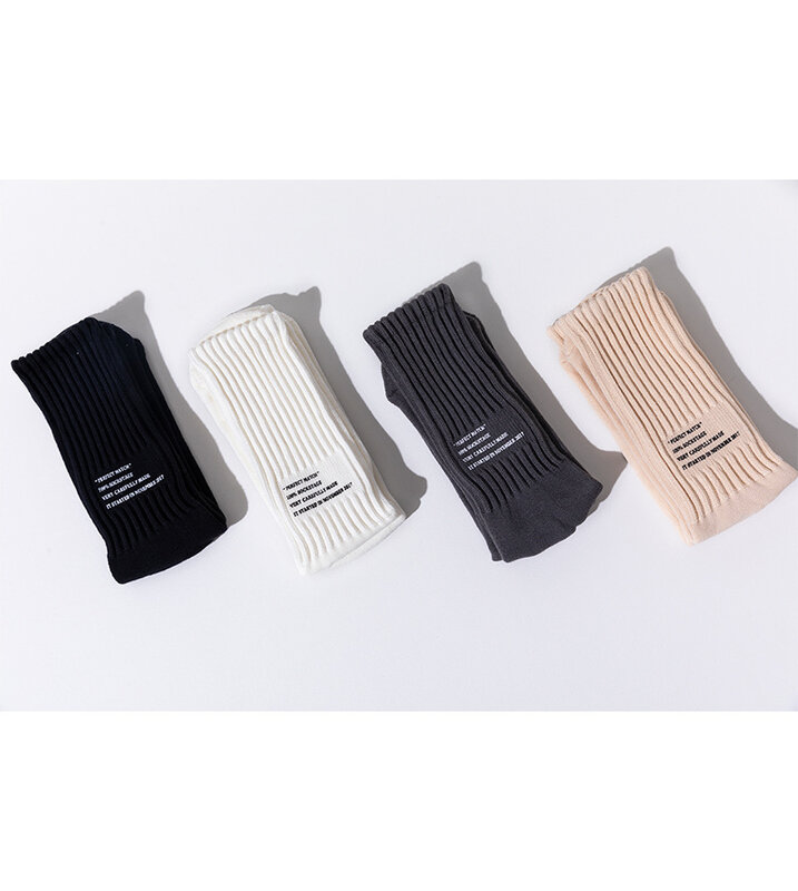 Calcetines deportivos de algodón de longitud media para mujer, calcetín de estilo japonés, informal, combinable con todo, 4 colores, moda Popular