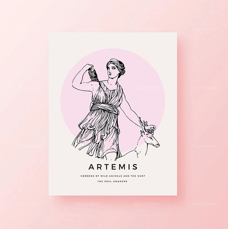 A deusa grega imprime a série, a mitologia grega arte, período clássico, deusa da sabedoria decorativa impressão em tela cartaz