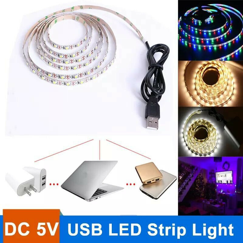 Taśmy LED RGB 2835 elastyczna lampa taśma dioda kabel USB 3Key sterowania DC 5V Led światła do pokoju ekran oświetlenie tła do TV