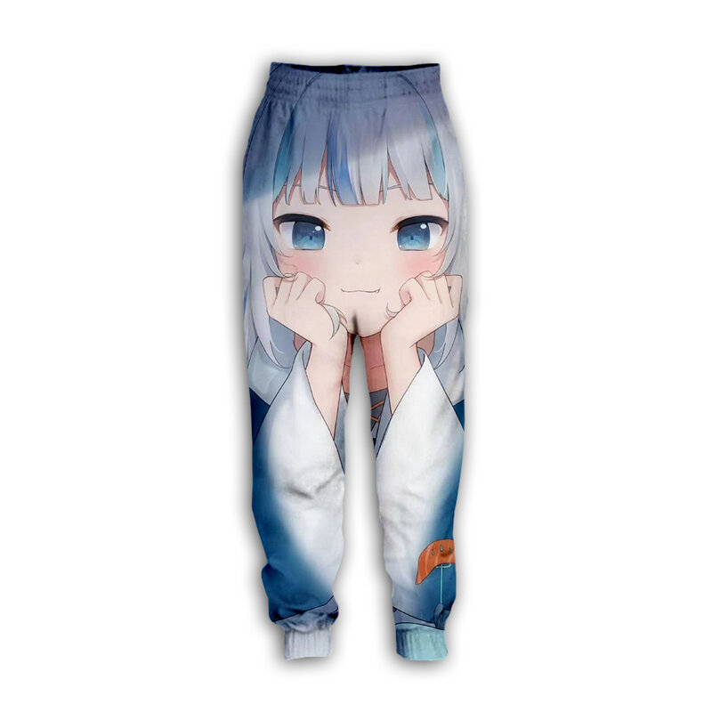 Pantalones de chándal de Anime para hombre y niña, calzas largas informales con cordón y estampado de tiburón Hololive ENG 3D, ropa bonita para Cosplay