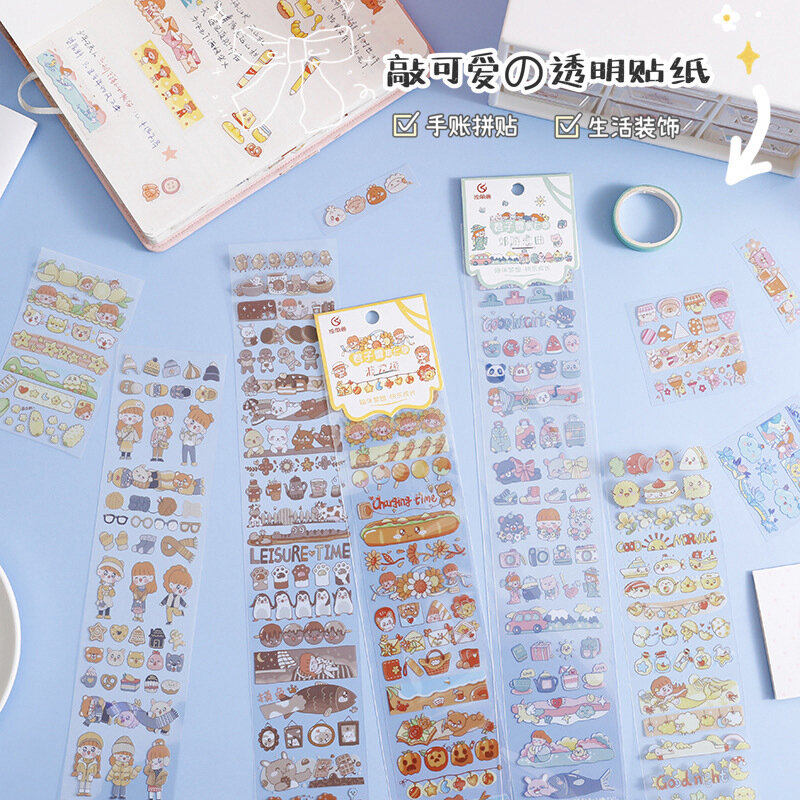 Anime Girl Heart Cartoon PET Sticker Water Transparent Cup Decoration Cute Shape Diy Hand Account Material Korean Stationery