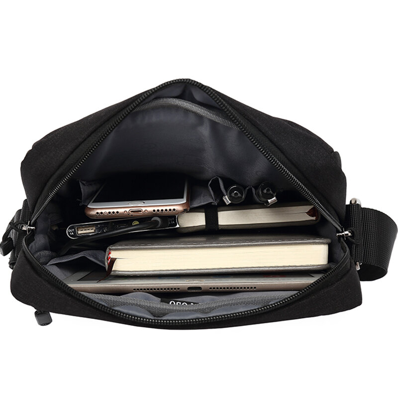 POSO Men Messenger Bag iPad Carrying Case Handbag Tablet Briefcase Oxford Cloth Shoulder Bag Fits 9.7 Inches Ipad With USB Port