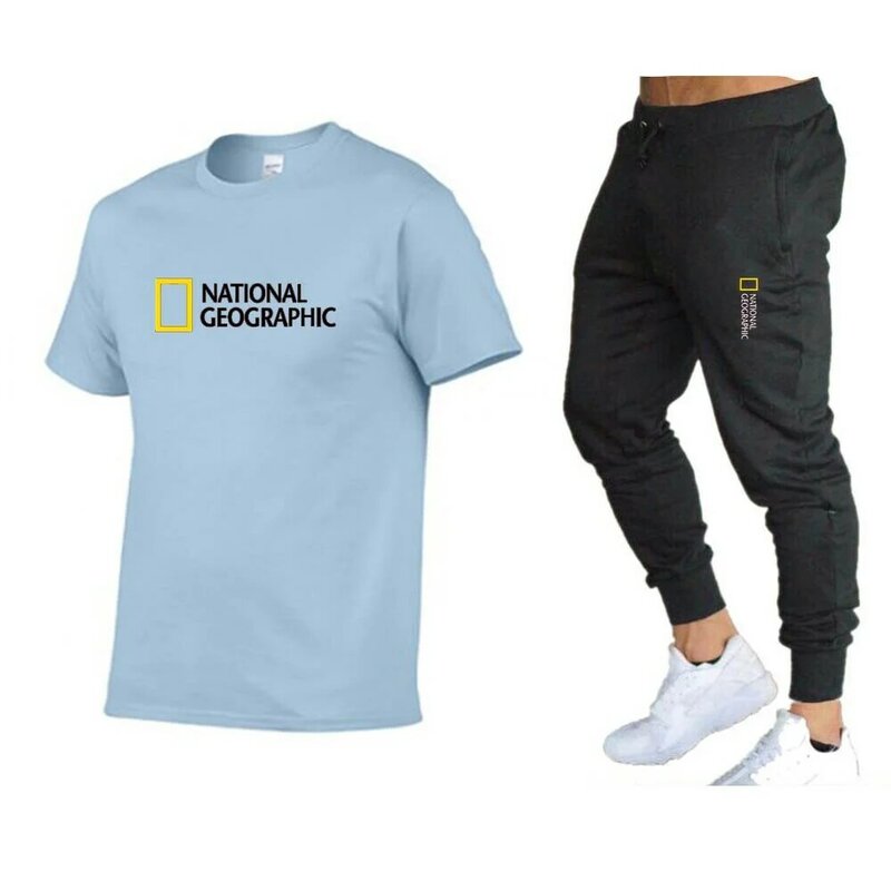 Camiseta de cuello redondo y pantalones de chándal para hombre, traje informal de Fitness, pantalones de Jogging, ropa deportiva de moda para camiseta de Hip Hop, 2XL, 2022