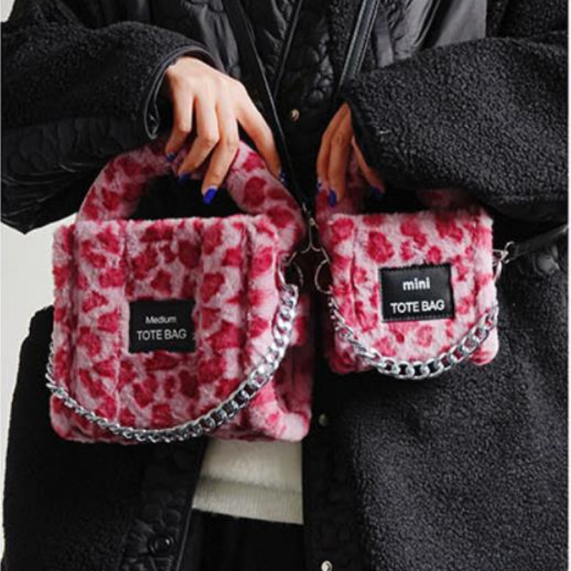 Borse a tracolla con Design invernale da donna borsa da donna borse in pelliccia sintetica borse a tracolla leopardate mini borsa per telefono femminile