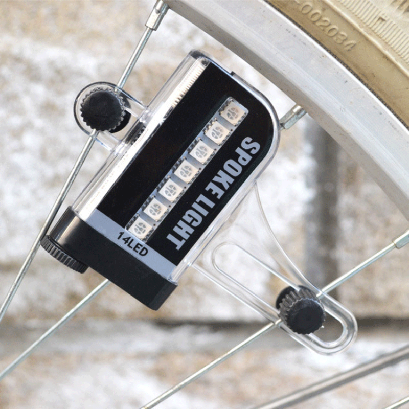 Lámpara de luz LED de advertencia para llanta de bicicleta, luces de advertencia para radios, 14 LED