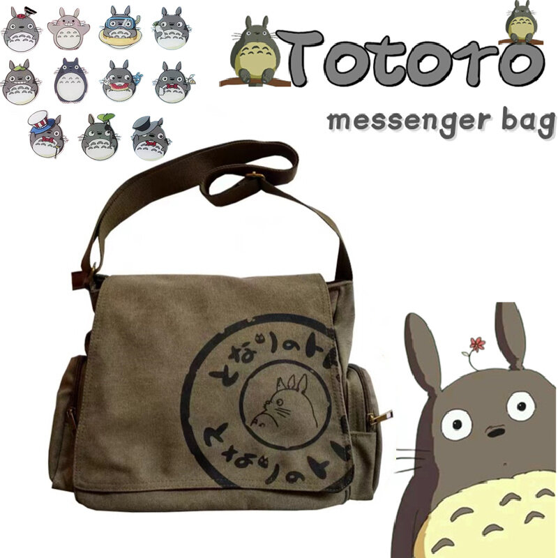 Bolso de hombro de lona de alta calidad My Neighbor Totoro, bolso de mensajero cruzado de ocio grande, billetera de Totoro para estudiantes de dibujos animados