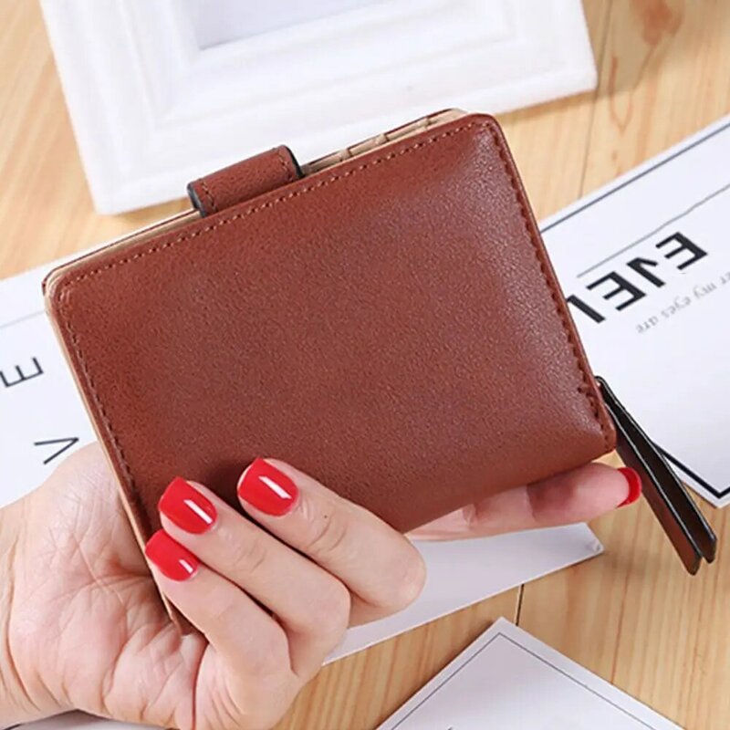 New Unique Short Wallet PU Leather Openwork Leaves Design Money Bag Cute Women Coin Purse Lady Fashion Card Holder Pouch Bag