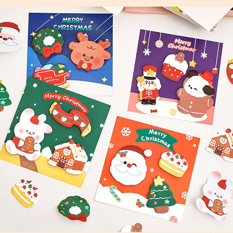 Lywtw의 크리스마스 스티커 스티커 메모 패드, 귀여운 카와이 만화 접착 메모장, 사무실 용품 학교, 1-5 개