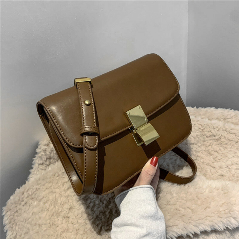 Koreański styl małe pudełko Crossbody torby dla kobiet projektant marki zamek telefon torebka wysokiej jakości gładka torba na ramię ze skóry PU 2021