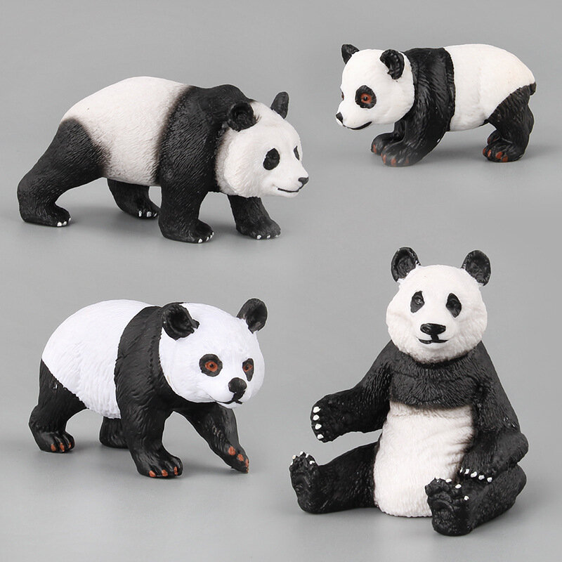7 Pcs/Set Cute Panda Plastic Ornament Simulation Animal Model Micro Landscape Figurine Decoration for a Desk