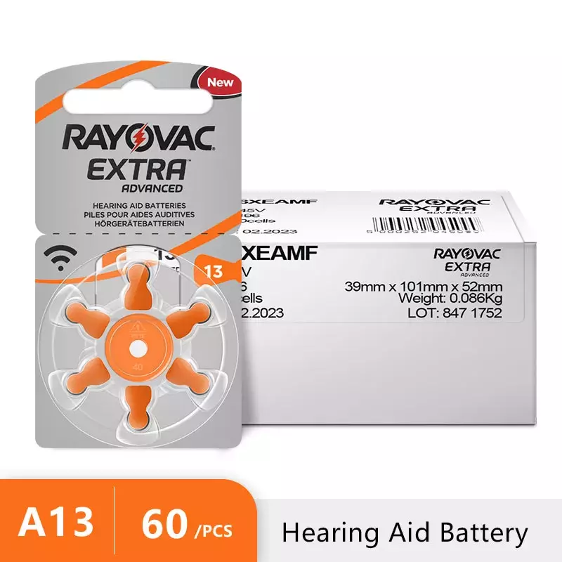 Rayovac – batterie pour appareil auditif, 60 pièces, Air Zinc, Extra haute Performance, 13 A13 PR48, livraison gratuite