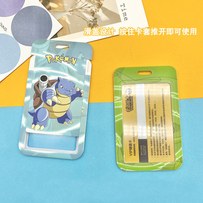 Funda para tarjeta de Pokémon ABS, dibujo animado Pikachu Charizard, lindo elfo estampado, estudiante, Campus, bolso colgante para cuello, tarjetero, cordón para tarjeta de identificación