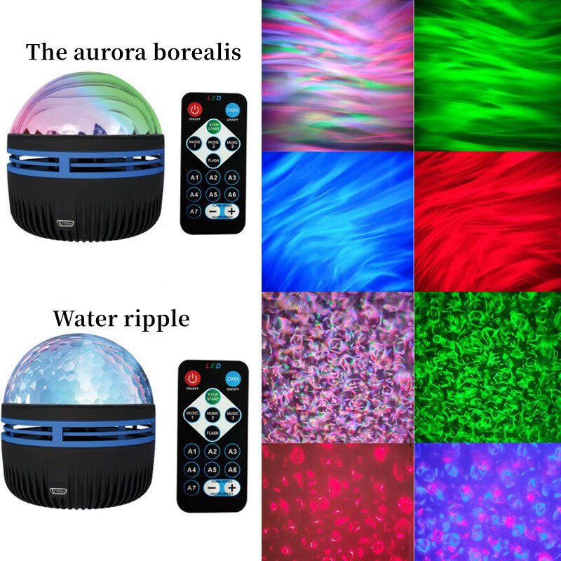 RGB kolorowa lampa projekcyjna Aurora Led lampka nocna Galaxy Aurora Star lampa projektora uniwersalne lampy akumulatorowe