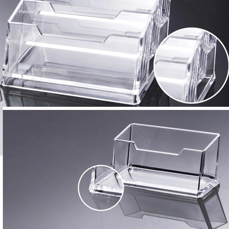 Clear Acrylic Plastic Desktop Business Card Holders Display Stands Transparent Card Case Box School Office Supplies