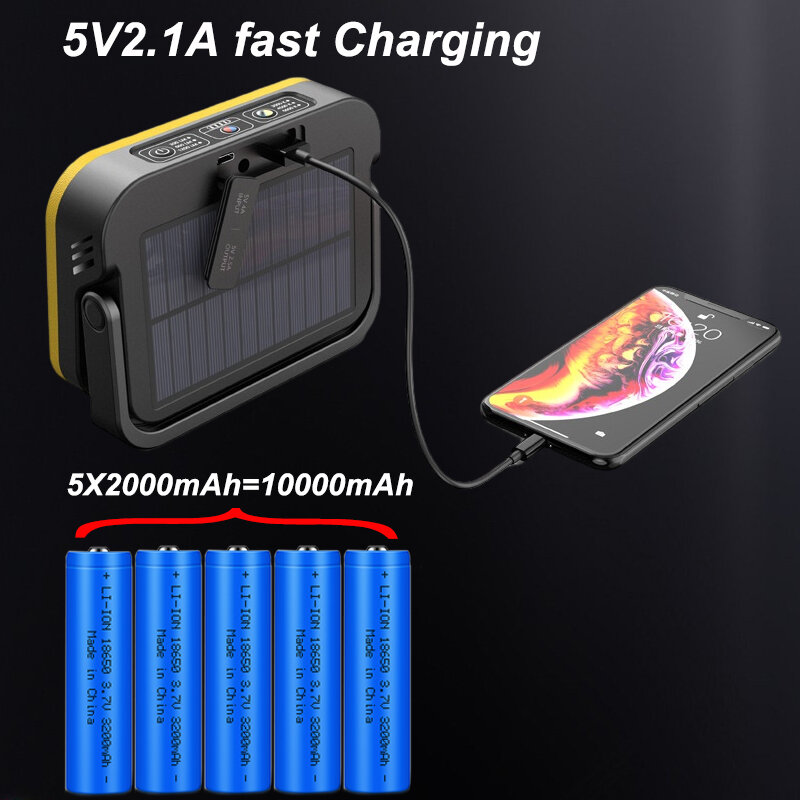 Lanterne solaire Portable Rechargeable avec USB, équipement d'urgence, idéale pour la pêche en plein air ou pour le Camping, 5V