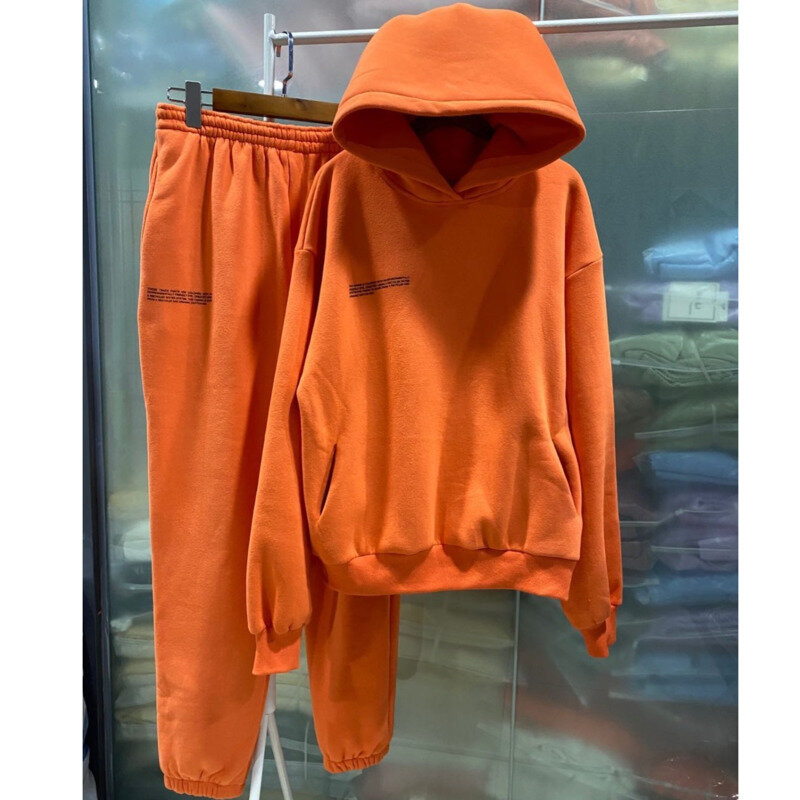 Yiciya agasalho feminino 100% algodão roupas esportivas jogger hoodies moletom e calças conjunto de duas peças terno sweatsuits