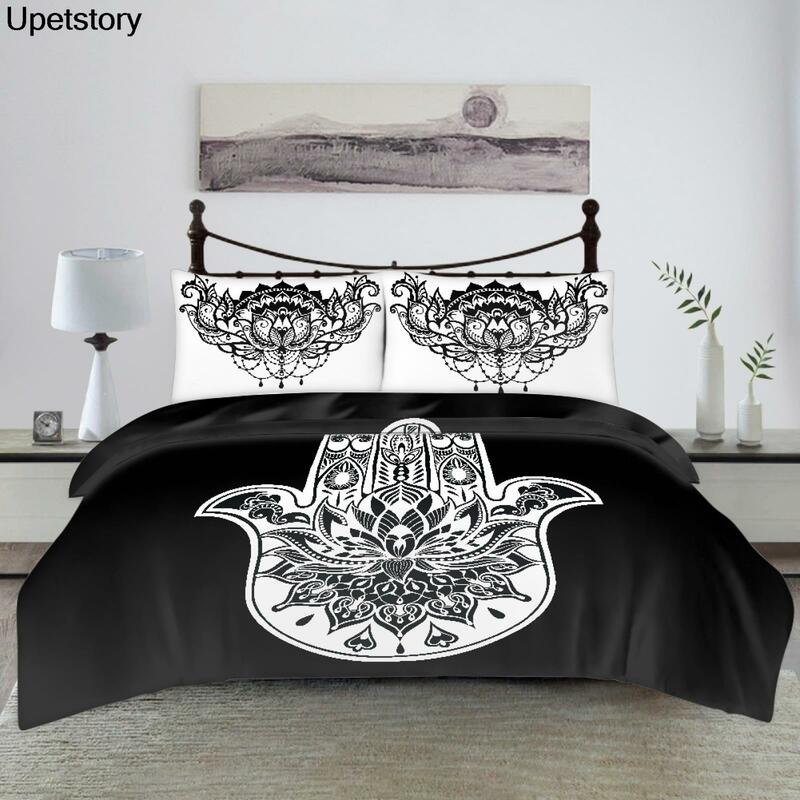 Upetstory mandala flor design bergamine cama de três peças posmian estilo casa colcha fronha moda demanda personalização