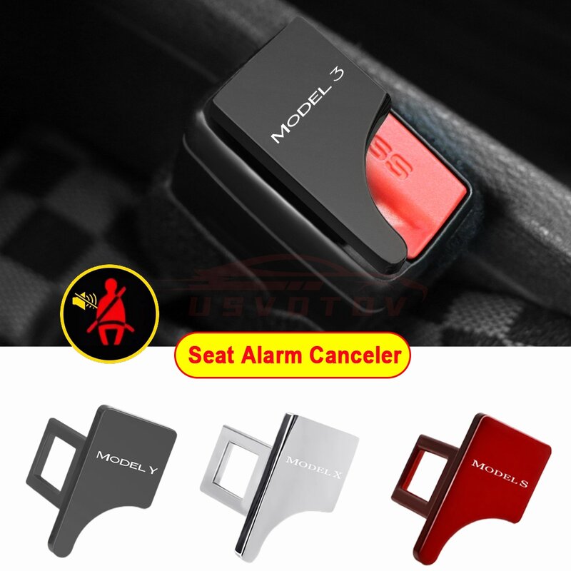Hebilla oculta para cinturón de seguridad, Clip para Tesla Model 3 Y S X, extensor de enchufe de correa de seguridad, inserto de alarma, cancelador, tapón, accesorios para coche