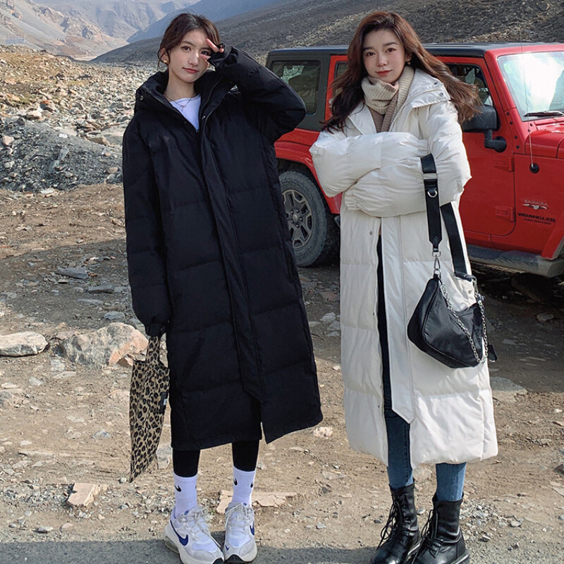 Moda coreana inverno para baixo casaco de algodão engrossado casaco feminino 2022 novo solto comprimento médio zíper bolha casaco quente