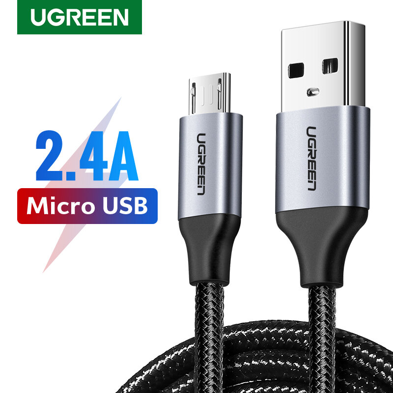 Ugreen Micro USB Cable 2A Cable de datos de carga rápida para Xiaomi Redmi Nota 5 Huawei HTC Cable del cargador del teléfono móvil cable Micro USB