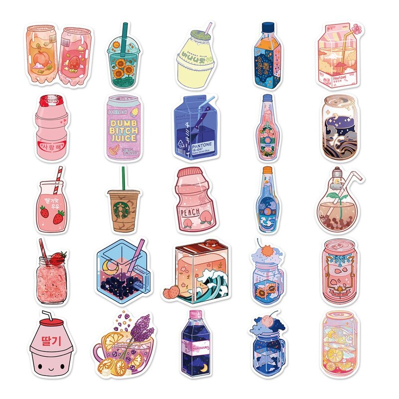10/30/50PCS INS Style Cute Drink Graffiti Stickers valigie laptop cellulare chitarra tazza d'acqua giocattoli per bambini adesivo impermeabile