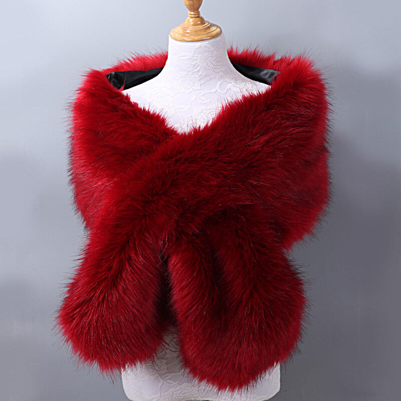 Chal de piel sintética para mujer, Bolero de invierno, capa de Boda nupcial, abrigos, chaqueta, fiesta de noche, accesorios de disfraces cálidos