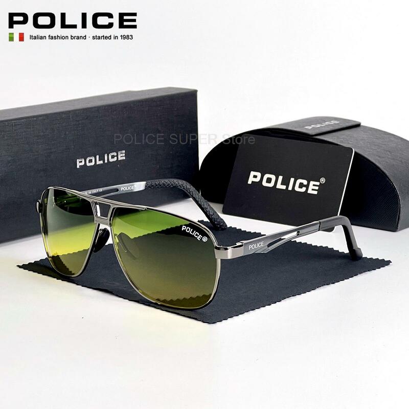 الشرطة الفاخرة العلامة التجارية النظارات الشمسية للرجال الجمالية Y2K Steampunk خمر HD الاستقطاب القيادة الرجال النظارات الشمسية الشرطة