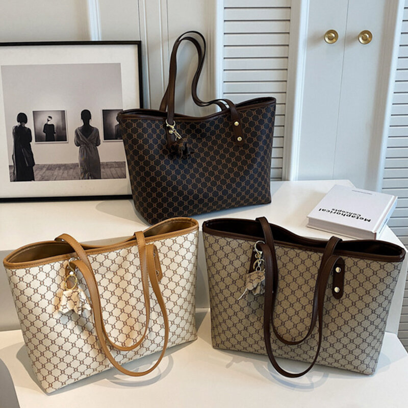 Bolsas de couro PU de luxo para mulheres, sacolas grandes, bolsa de ombro, bolsas de mão estilo vintage retrô feminino, moda