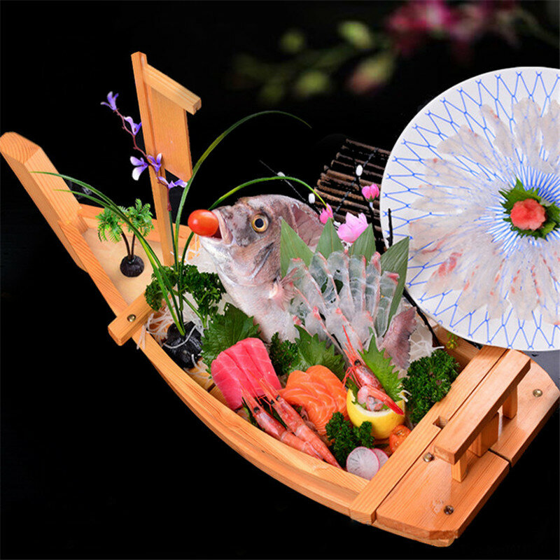 Лодочная деревянная лодочная лодочка для кухни, большой инструмент для морепродуктов, деревянная лодка для ресторана, сашими, ручной работ...