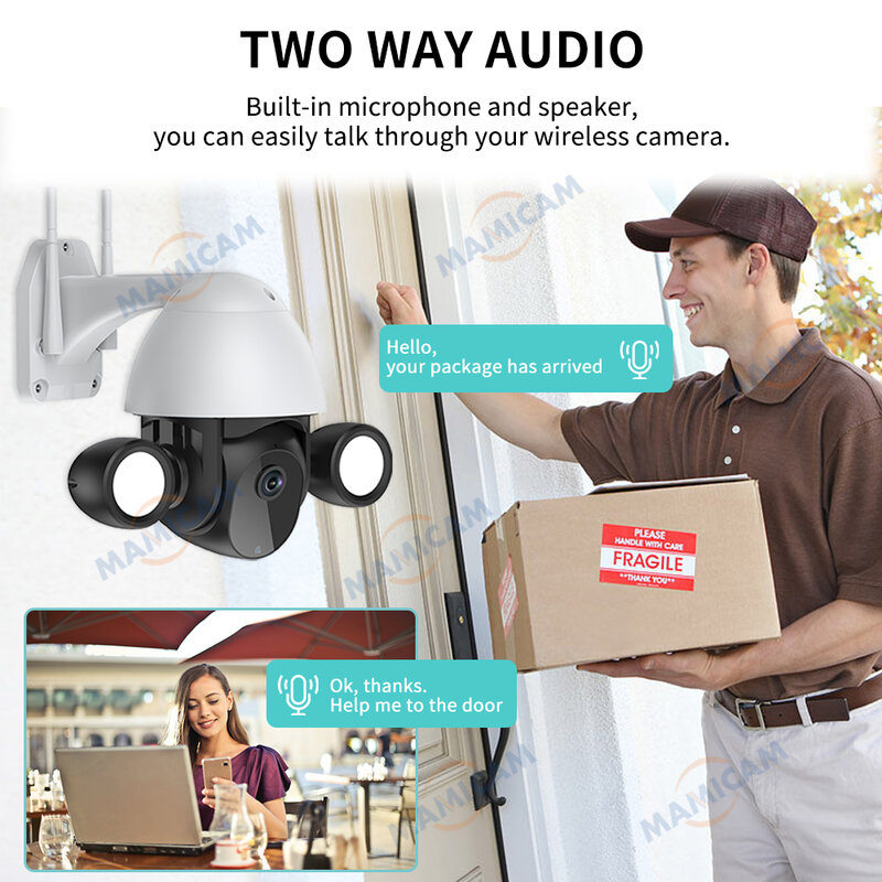 3MP Bewakingscamera 'S Met Wifi Ip Video Recorder Smart Schijnwerper Tuin Beveiliging Cctv Videcam Ptz Ir IP66 Ai Auto Tracking
