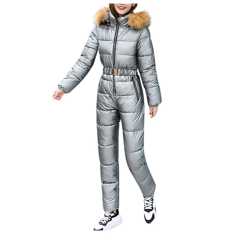 Grosso macacão terno esqui snowboard zíper das mulheres jaquetas de verão curto inverno jaquetas feminino leve inchado casaco