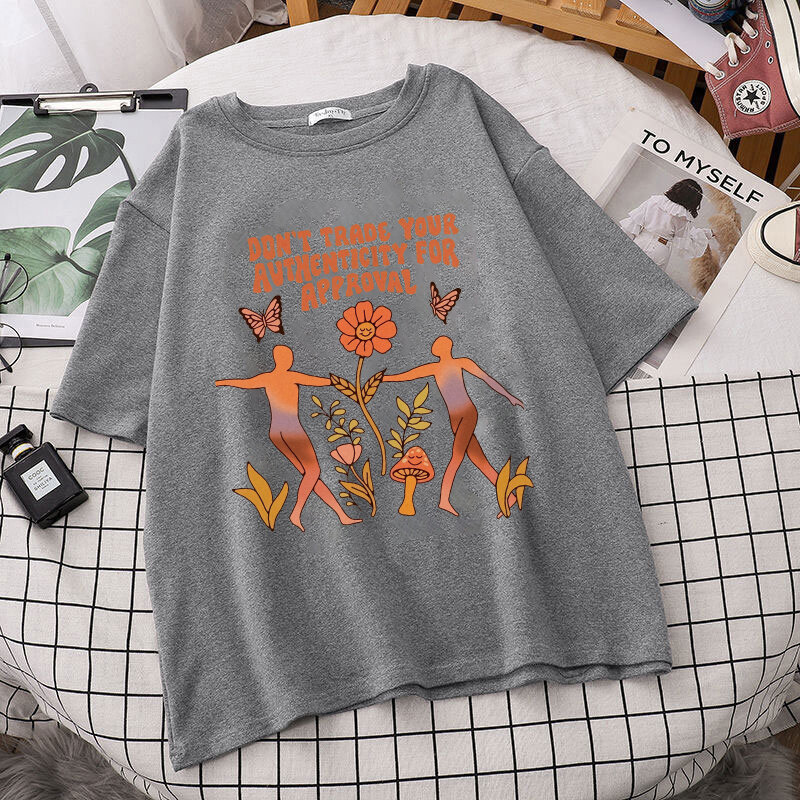 Retro Spaß Cartoon Pilz Druck T Shirts Frauen Vintage Übergroßen Tees Sommer Harajuku Ästhetischen Teens Mädchen Kawaii Tops Kleidung