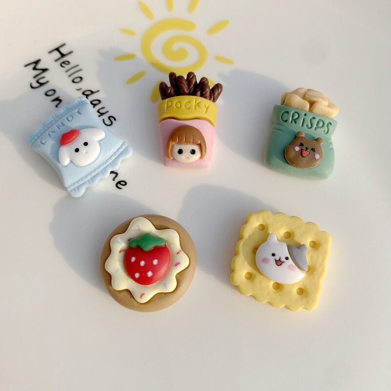 Resin DIY Material Cabochons Embellishment Jewelry Making Supplies For Handmade Earring Decoration Cute Cartoon Biscuit