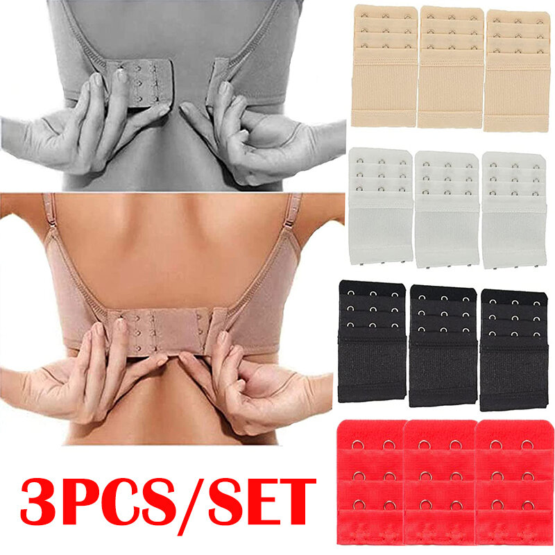 3pcs Women 3 Row Bra Extenders Extension Underwear Accessories Bra Lengthen Expander Buckle Adjustable Hook Intimate Accessories