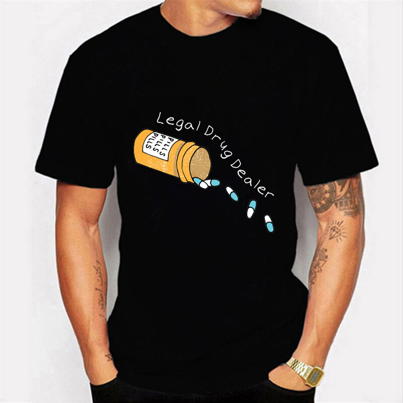 T-Shirt divertente con stampa di farmaci legali per abbigliamento da uomo magliette maschili Kawaii magliette da uomo estive T-Shirt oversize Unisex Homme