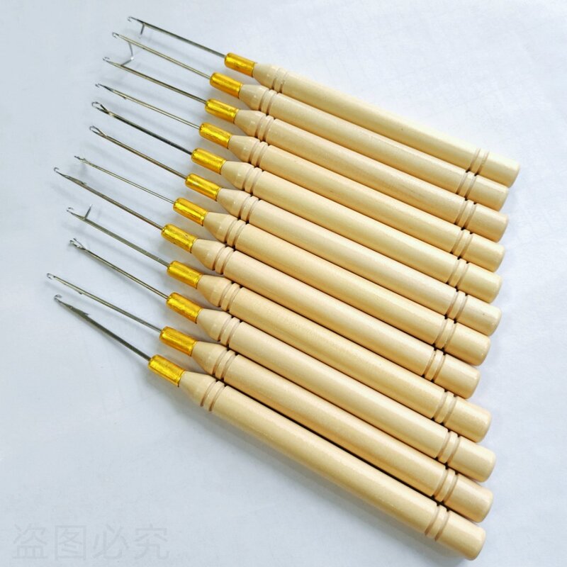 (12 pieces/lot ) plastic handle hook needle / micro rings needle /hair tools for micro rings hair extensions