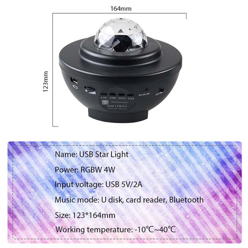 Gwiaździste niebo Galaxy projektor Nightlight dziecko Bluetooth USB odtwarzacz muzyczny gwiazda lampka nocna romantyczna lampa projekcyjna prezenty