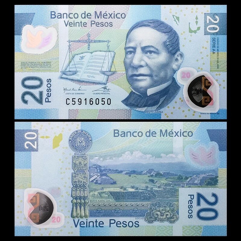 MX 20 Peso note originali UNC (Fuera De Uso Ahora collectible)