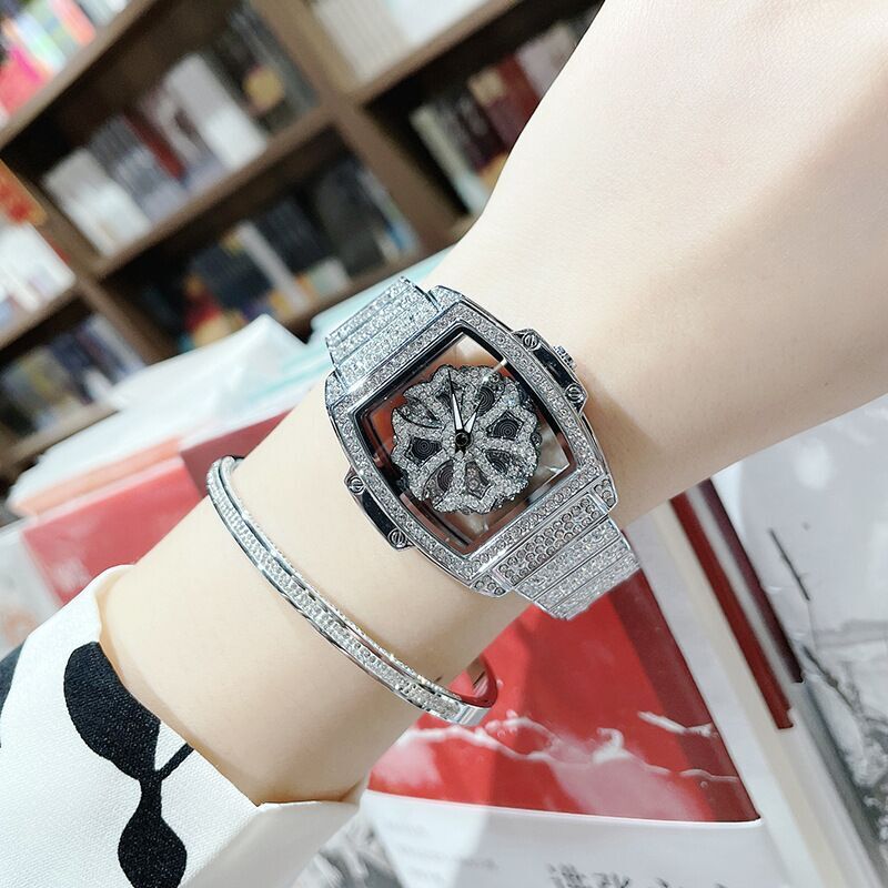 Mobangtuo Women's Leisure Fashion Watch Exquisite Diamond Inlaid Watch Stainless Steel Quartz Women's Watch