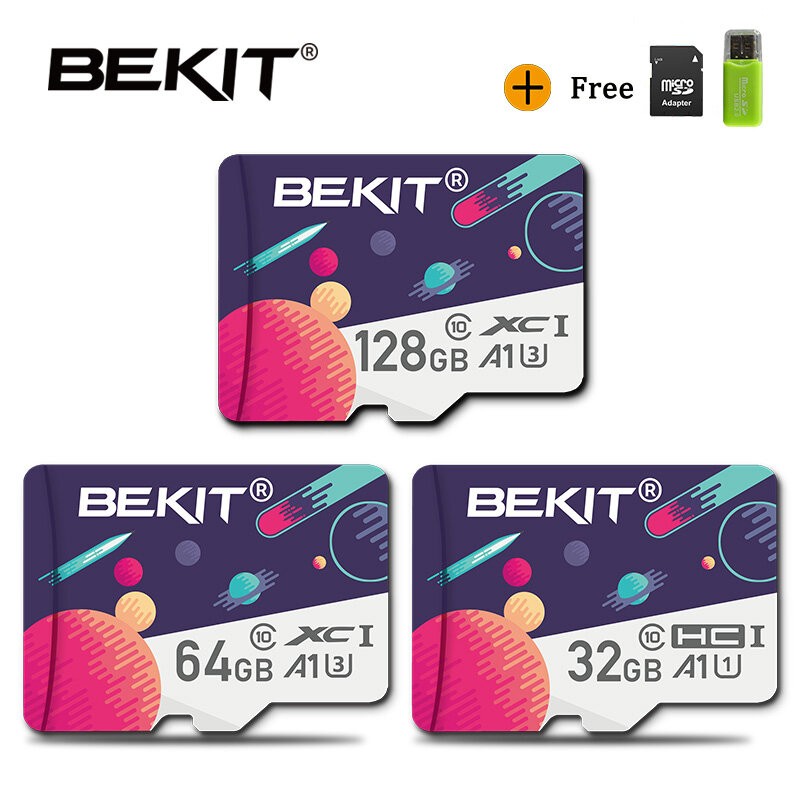 Bekit Memory Card A1 256GB 128GB 64GB 32GB 16GB Memory TF/SD Flash Card SDXC SDHC Class 10 U1/U3 Drive Memory Card For Phone