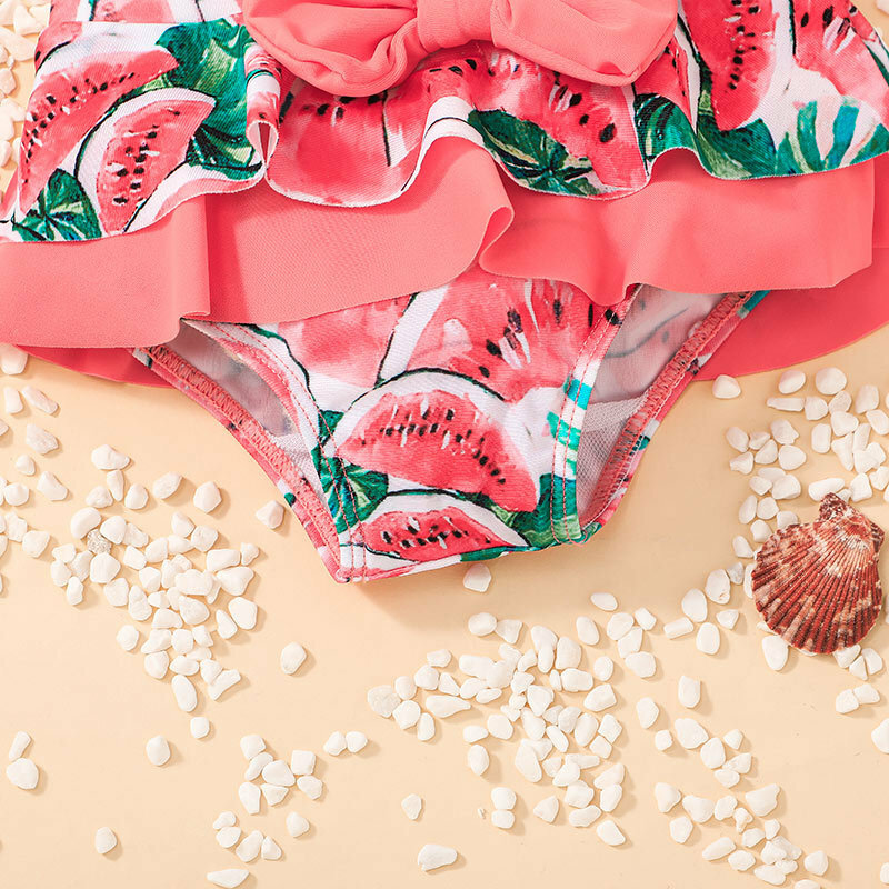 Maillot de bain 2 pièces pour bébés filles, imprimé de fruits, ensemble Bikini à volants, vêtements de plage