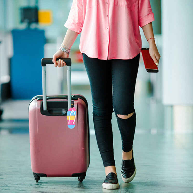 1 pz bagaglio portatile Tag creativo cartone animato valigia stile moda in silicone nome del bagaglio ID indirizzo etichetta accessori da viaggio etichetta