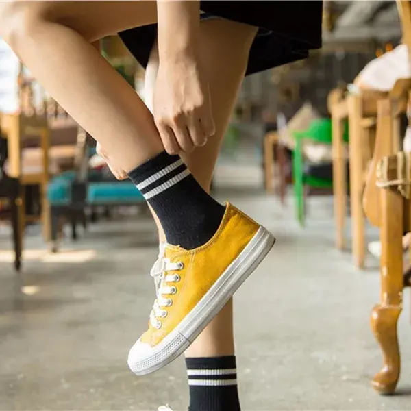 Novas meninas mistura de algodão listrado meias macio curto esporte casual meias primavera outono rua campus meias tornozelo exposto