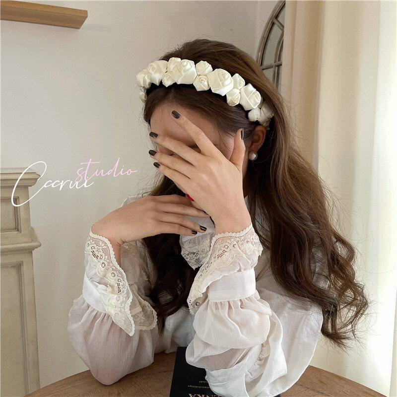 De Nieuwe Koreaanse Versie Van Dezelfde Drie-Dimensionale Rose Hoofdband Zoete Fairy Sen Super Fee Elegante Witte Roos hoofdband