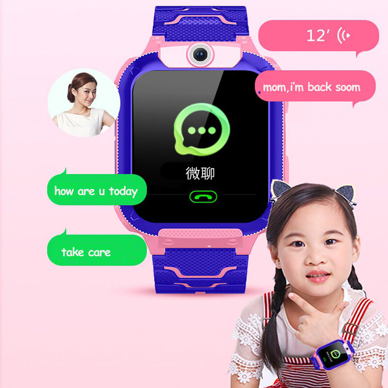 Детские Смарт-часы Q12, 2G, 12 языков, голосовой чат, SOS, LBS