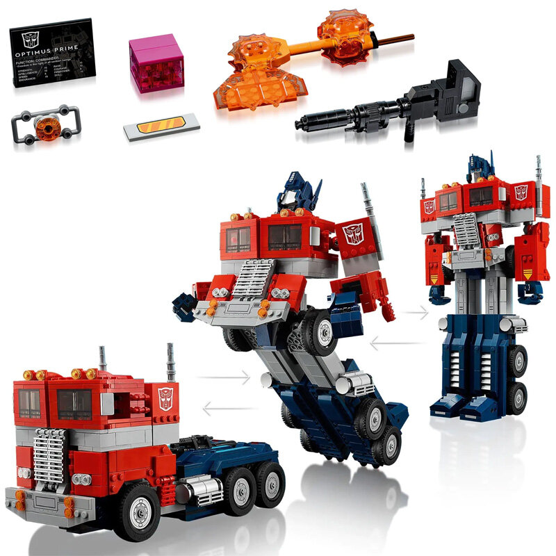 Optimus Prime-1508 piezas, bloques de construcción, juguete Compatible con 10302, camión, transformación, Robot, regalo de cumpleaños de Navidad para niños
