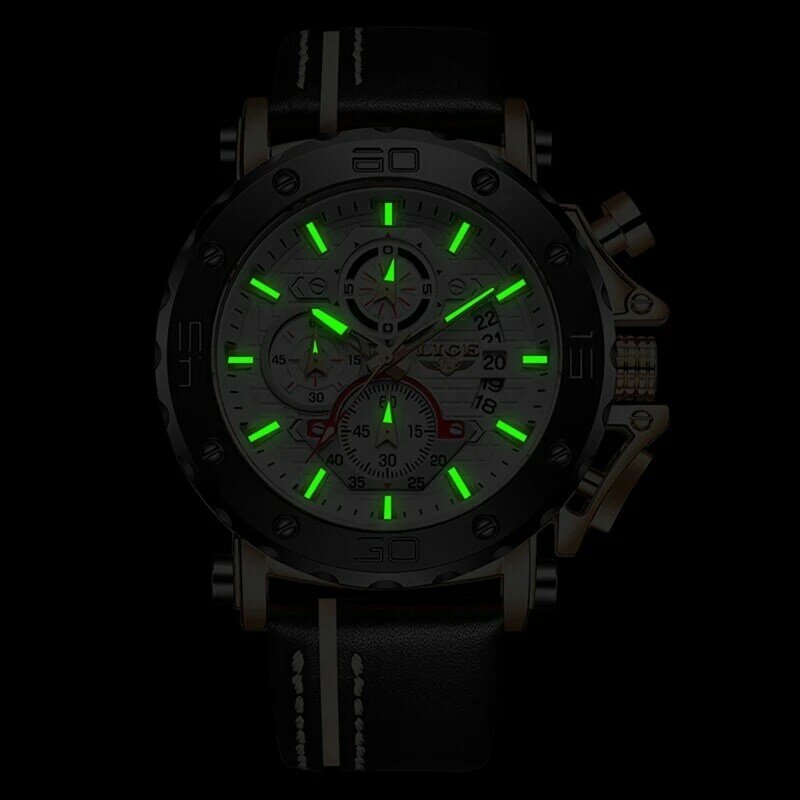 2022 Top Brand LIGE Men orologi Fashion Sport orologio in pelle Mens Luxury Date cronografo al quarzo impermeabile Relogio Masculino + Box