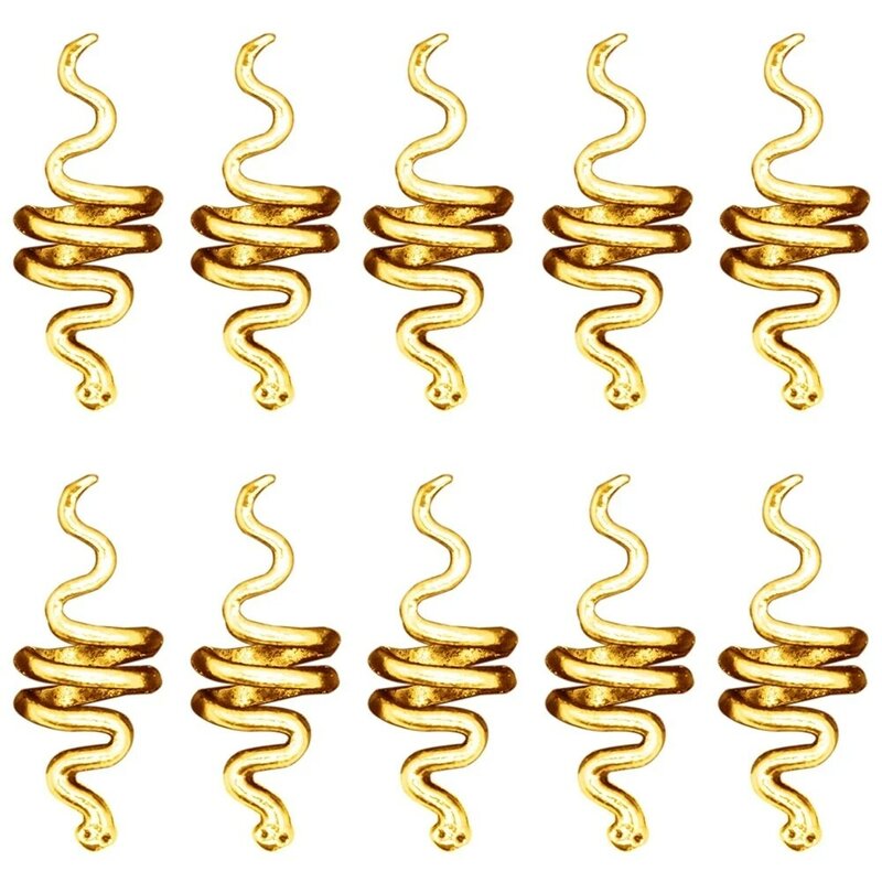 20 unidades/pacote metal dourado dreadlock tranças contas de cabelo estilo cobra anéis de cabelo tubo para diy decorar acessórios de cabelo